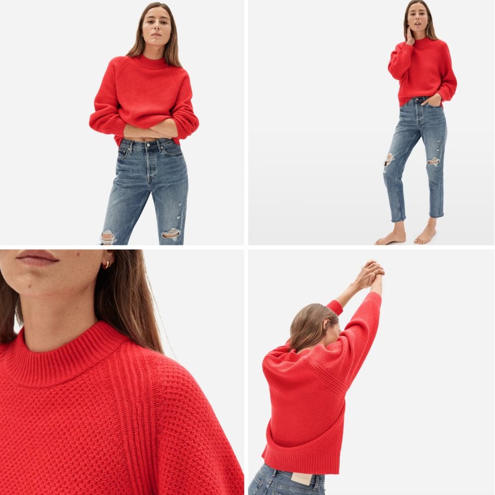 Everlane  Oversized Sweater Stroopwafel ReCashmere Cashmere Crew M Cactus Flower